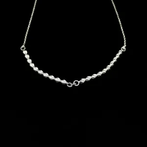 Seashell Necklace - Split Shells Bar - Medium Shells - Silver
