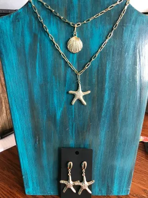 Seashell Necklace w/starfish earrings