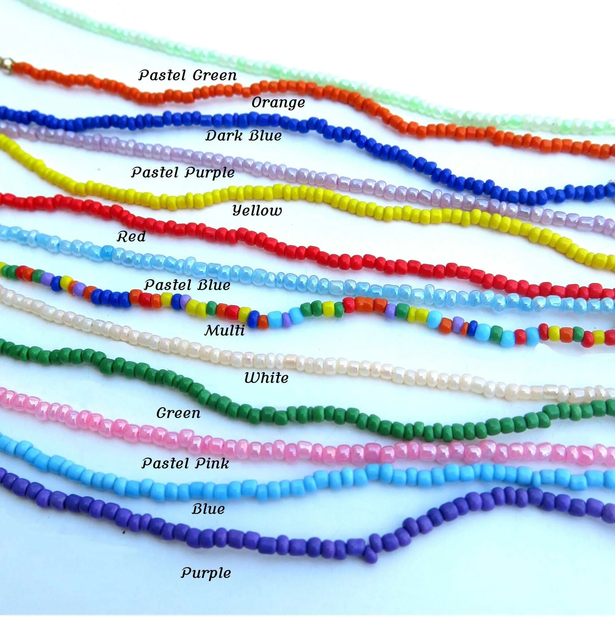 Seed Bead Unisex Necklace, Name Initial Letter Beaded Necklace, Boho Minimalist Personalized Name Necklace