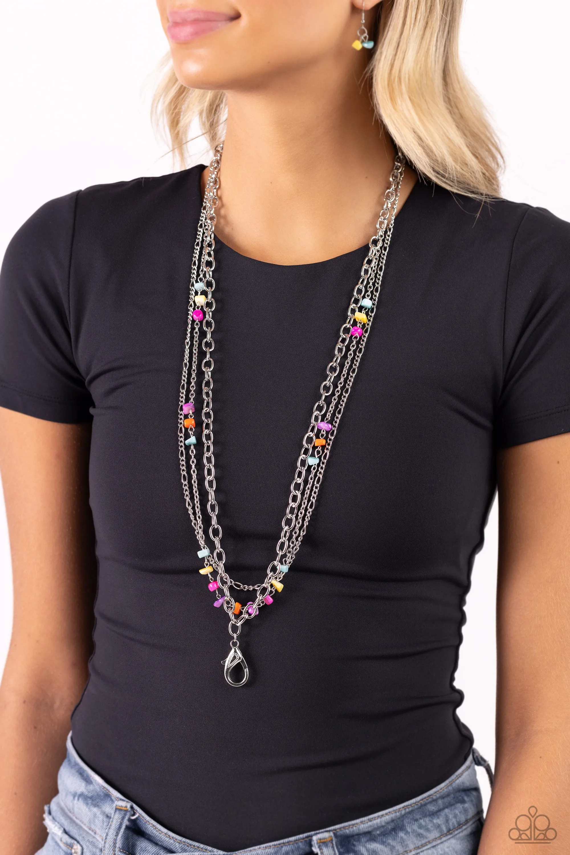 Seize the Stacks - Multi - Shell Bead Paparazzi Lanyard Necklace