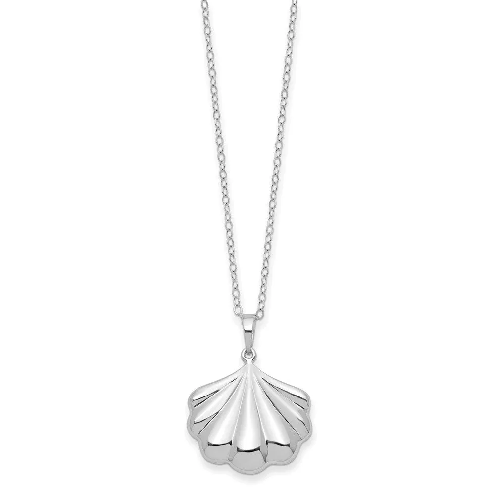 Sentimental Expressions Sterling Silver Rhodium-plated Shell Ash Holder 18in Necklace