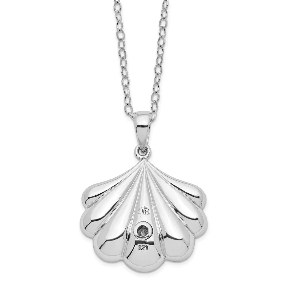 Sentimental Expressions Sterling Silver Rhodium-plated Shell Ash Holder 18in Necklace