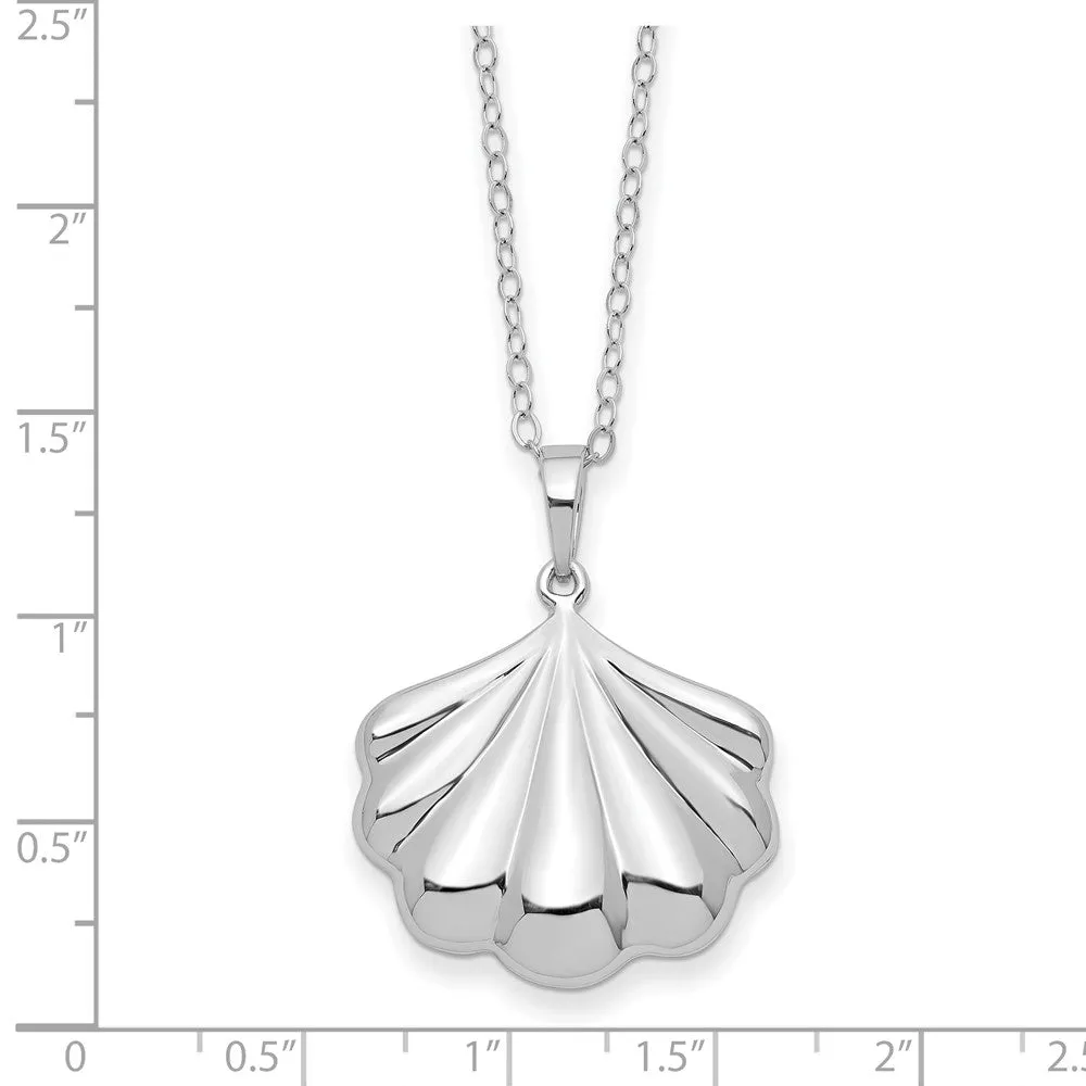 Sentimental Expressions Sterling Silver Rhodium-plated Shell Ash Holder 18in Necklace