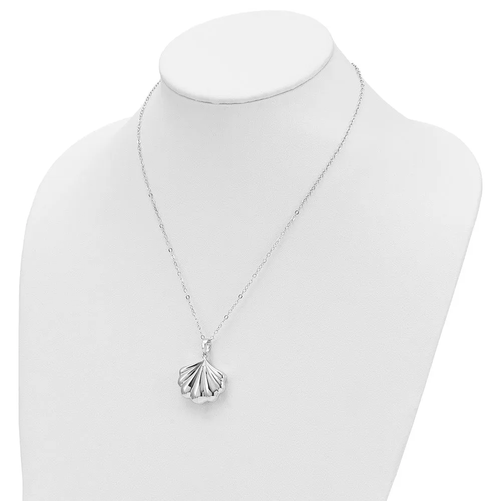 Sentimental Expressions Sterling Silver Rhodium-plated Shell Ash Holder 18in Necklace
