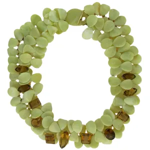 Serpentine & Whisky Petal Necklace