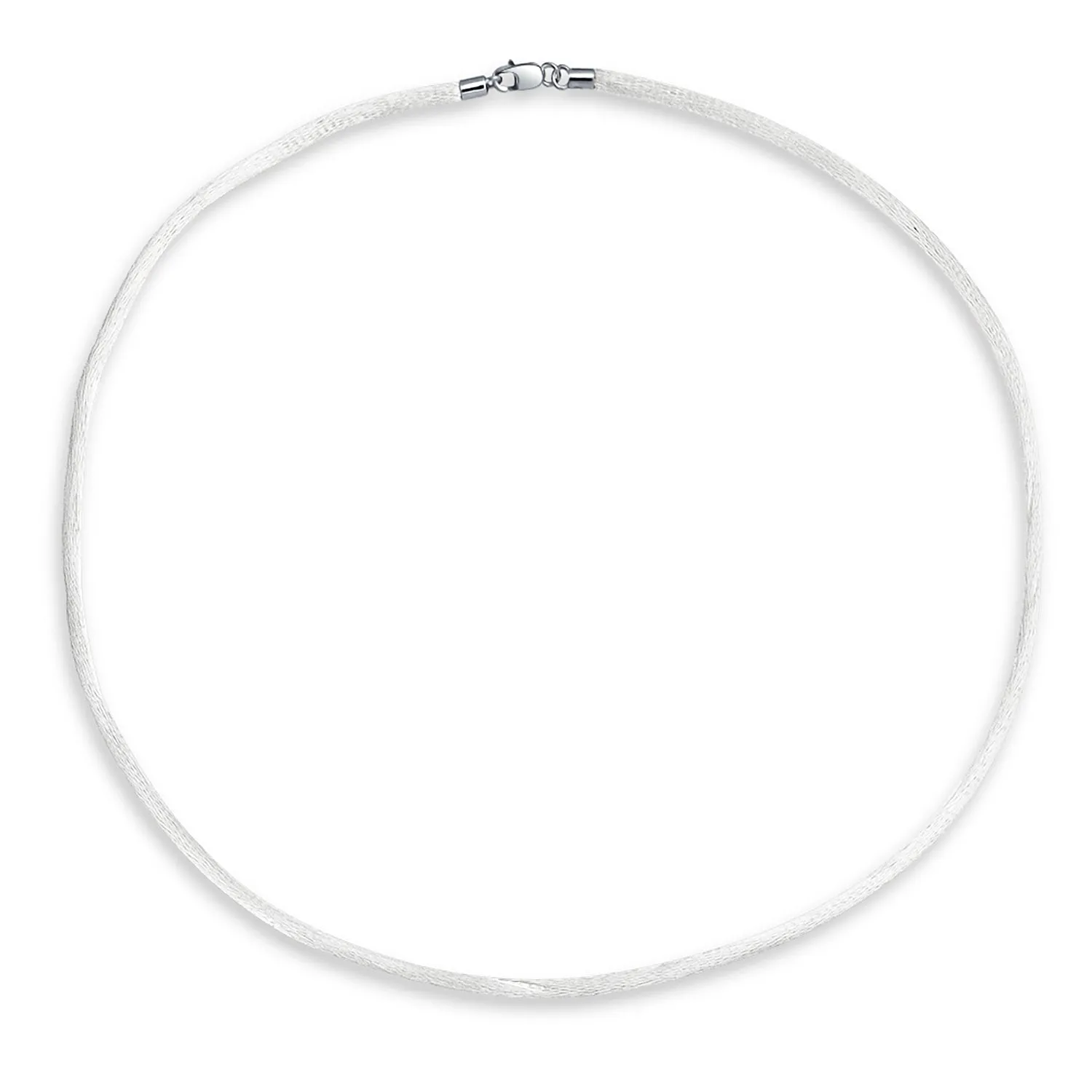 Set of 3 Soft Satin Silk Cord Necklace Sterling Silver Clasp Multiple Lengths