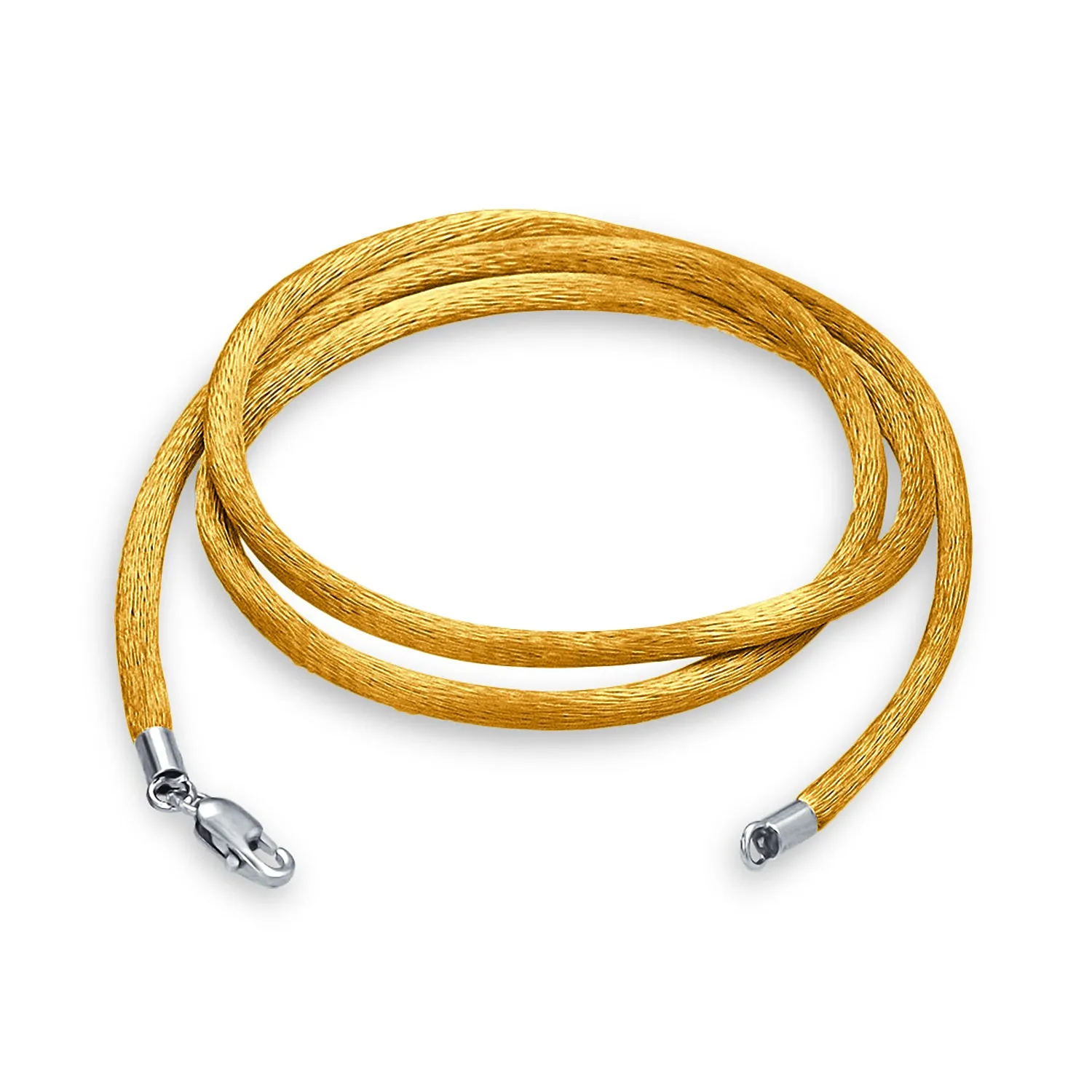 Set of 3 Soft Satin Silk Cord Necklace Sterling Silver Clasp Multiple Lengths
