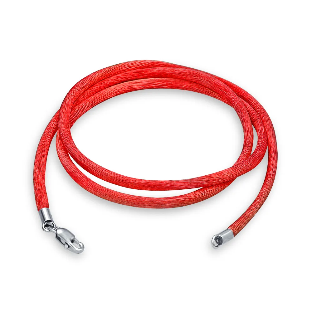 Set of 3 Soft Satin Silk Cord Necklace Sterling Silver Clasp Multiple Lengths