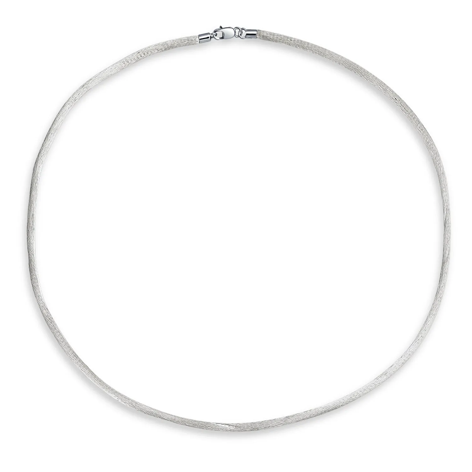 Set of 3 Soft Satin Silk Cord Necklace Sterling Silver Clasp Multiple Lengths