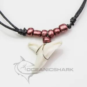 Shark teeth necklace metallic burgundy maroon c139