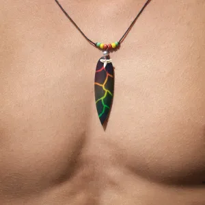 Shark teeth necklace surf board rasta lightning c174