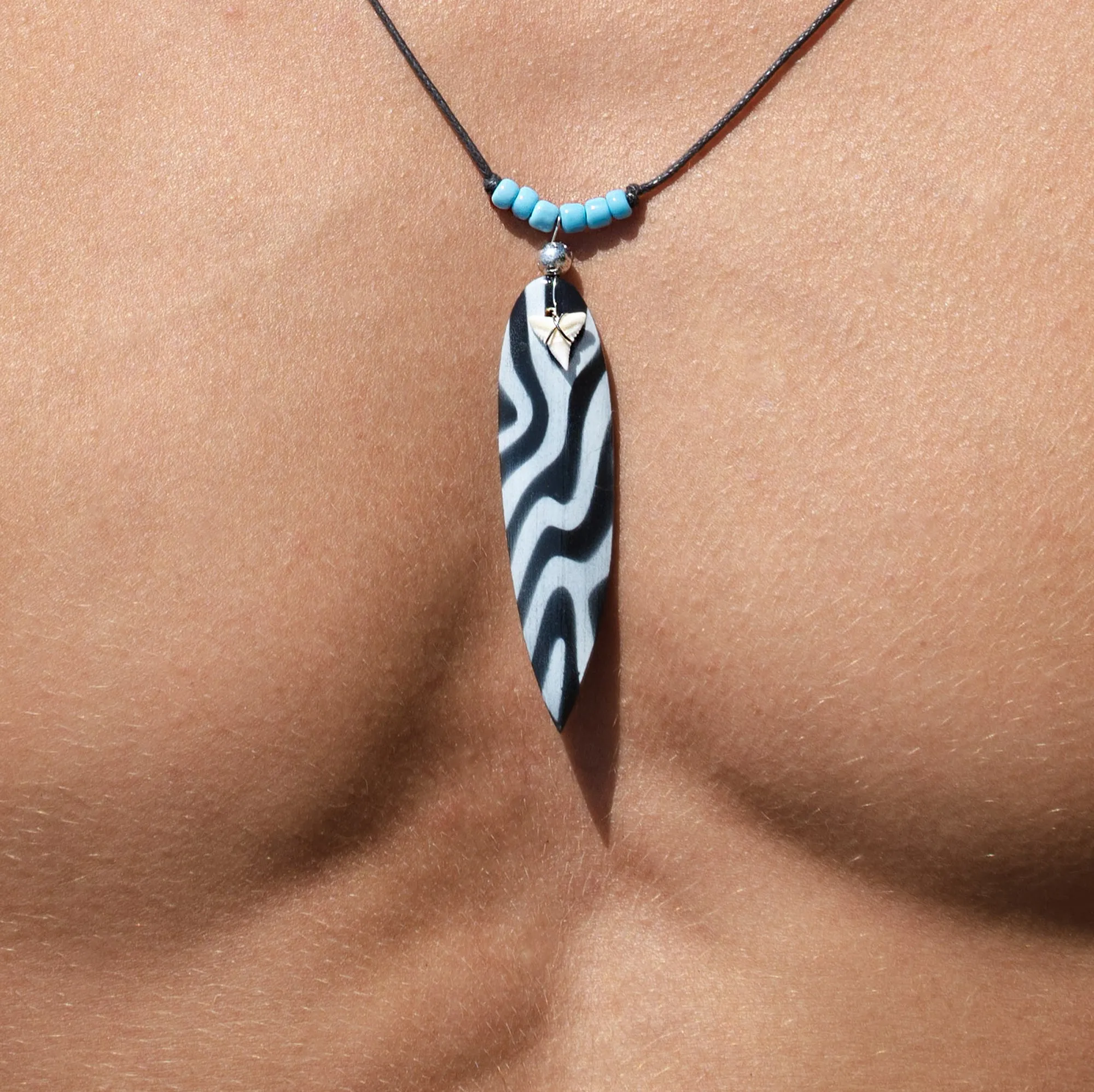 Shark teeth surf board zebra art pattern turquoise c177