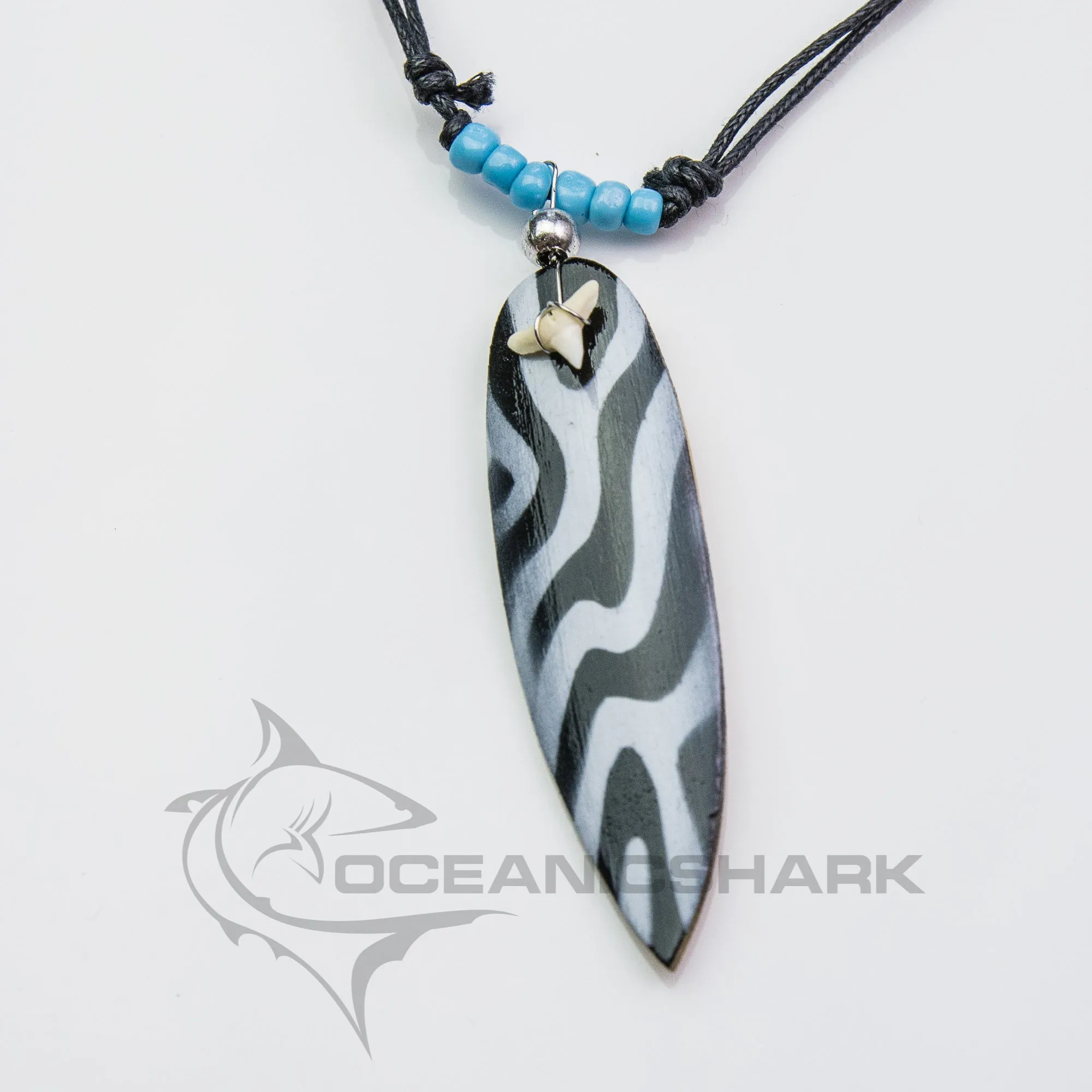 Shark teeth surf board zebra art pattern turquoise c177