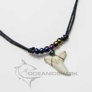 Shark Tooth Necklace Rainbow Paua Beads Oceanicshark c6
