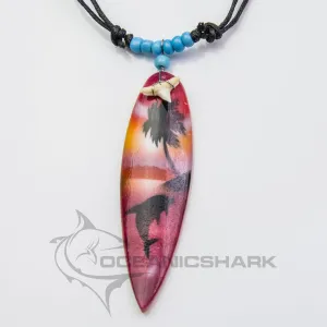 Sharks tooth surf board dolphin sunset bahama c166