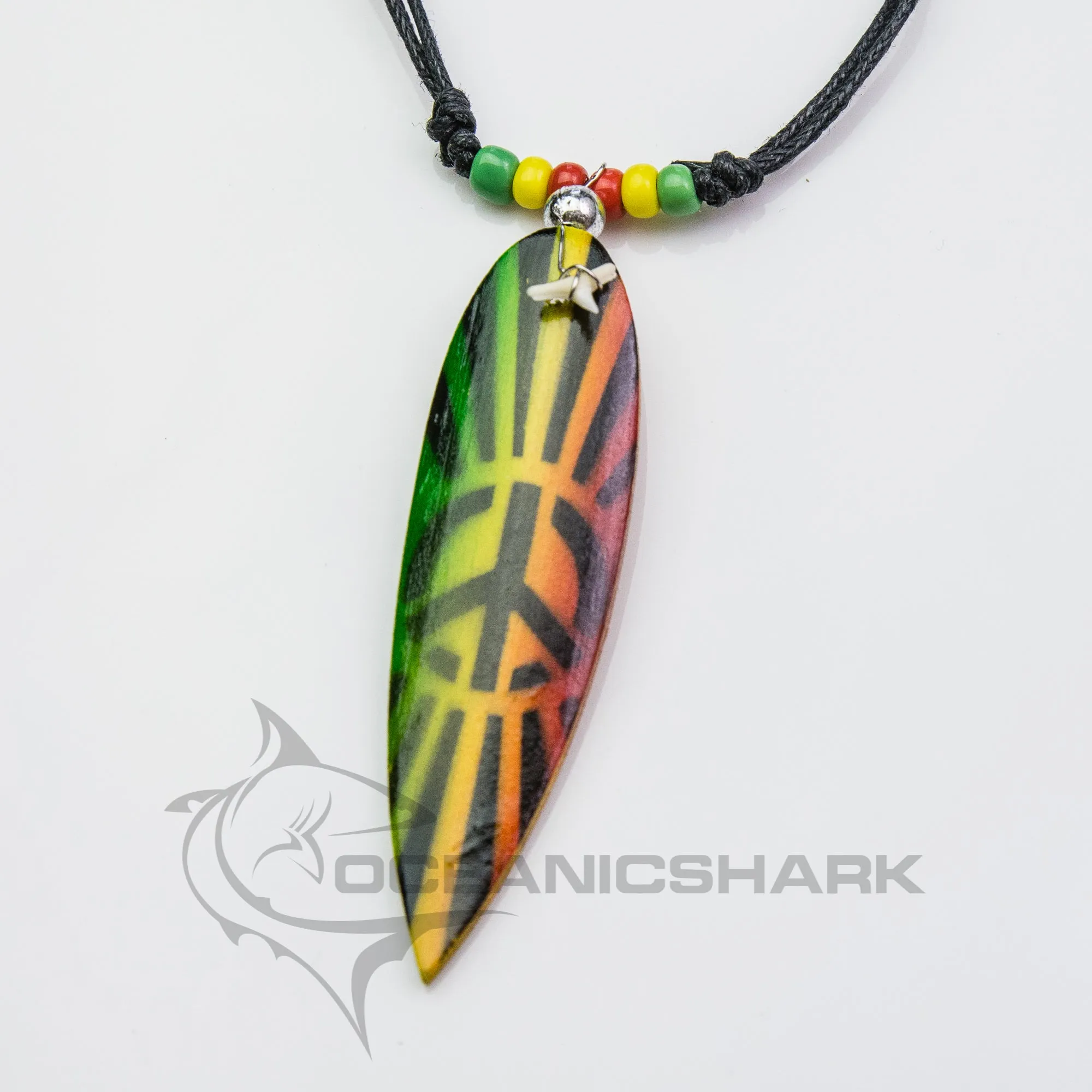 Sharks tooth surf board peace not war hippy c173