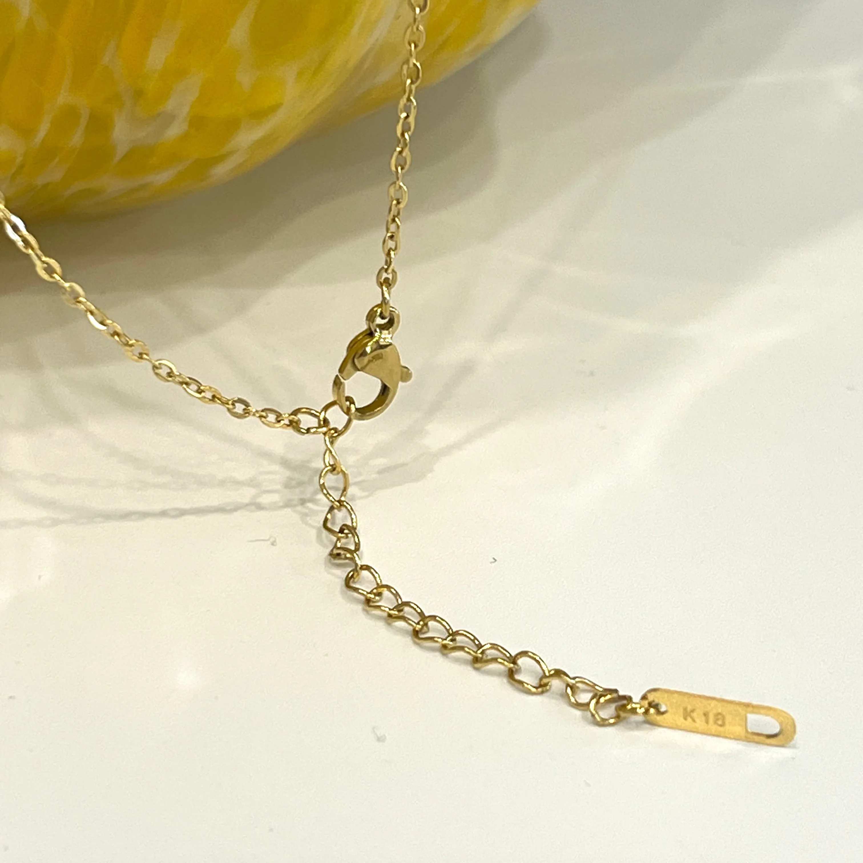 Shell Gem CZ Dangling Clovers Necklace - Gold