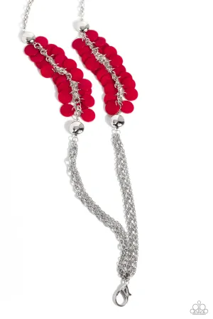 Shell Sensation - Red - Seashell Bead Paparazzi Lanyard Necklace