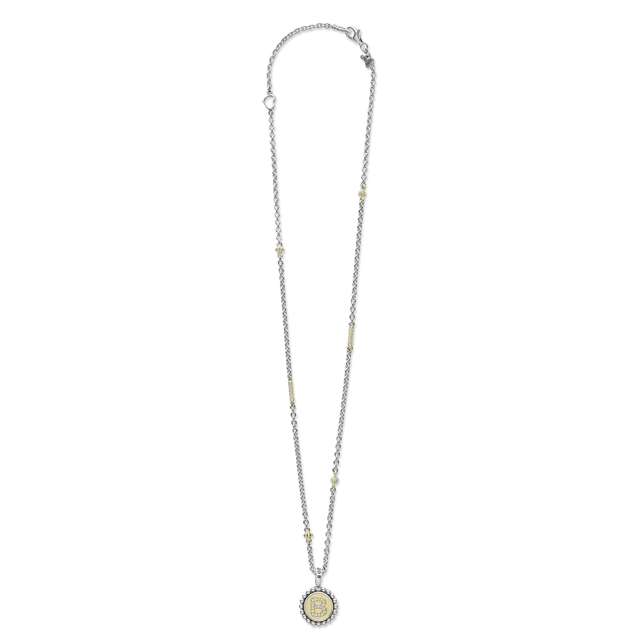 Signature Caviar B Initial Diamond Charm Necklace