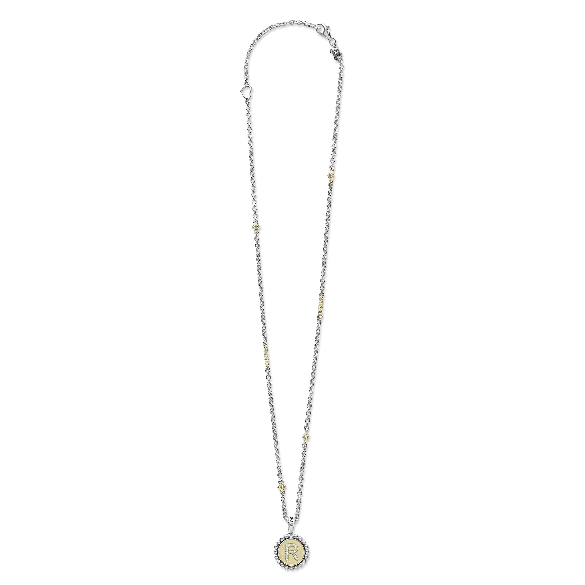 Signature Caviar R Initial Diamond Charm Necklace