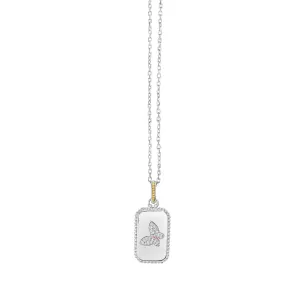 Silver & 18K Gold Diamond Butterfly Medallion Tag
