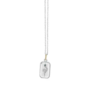 Silver & 18K Gold Diamond Snake Medallion Tag