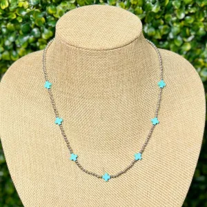 Silver and Turquoise Cross Necklace