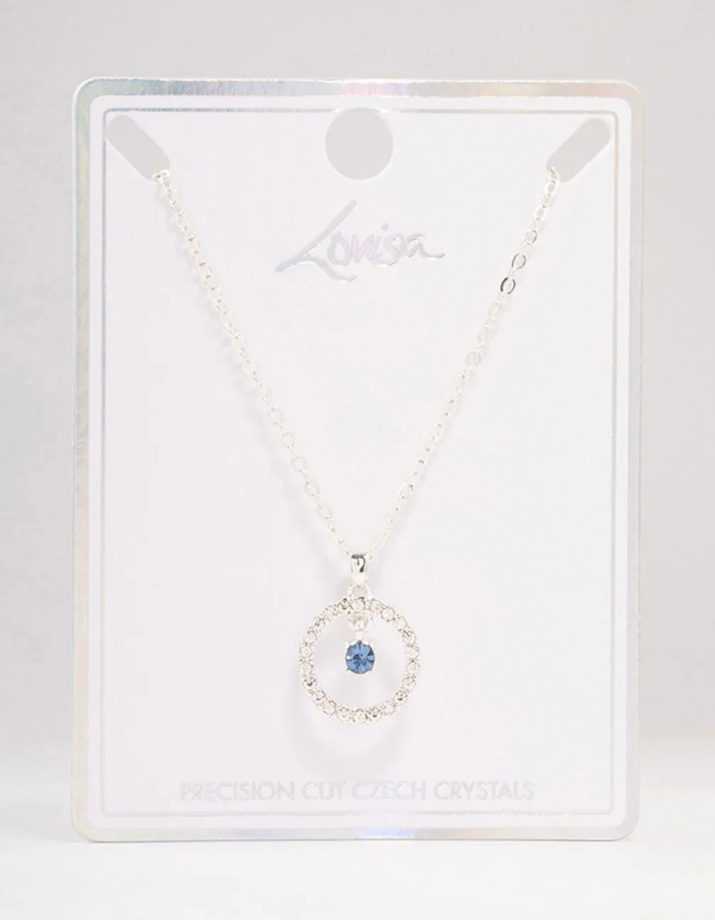 Silver Floating Czech Crystal Circle Necklace