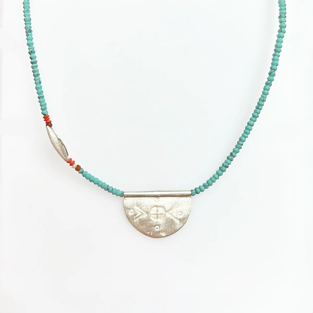 Silver Talisman on Turquoise Necklace