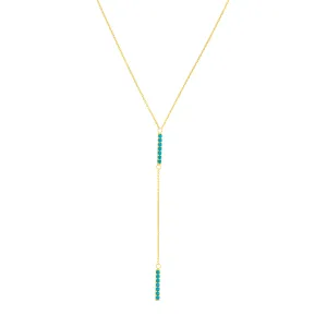 Simulated Turquoise Staple Lariat Necklace