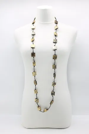 Single strand 2x2 cm Recycled wood square necklaces - hand gilded