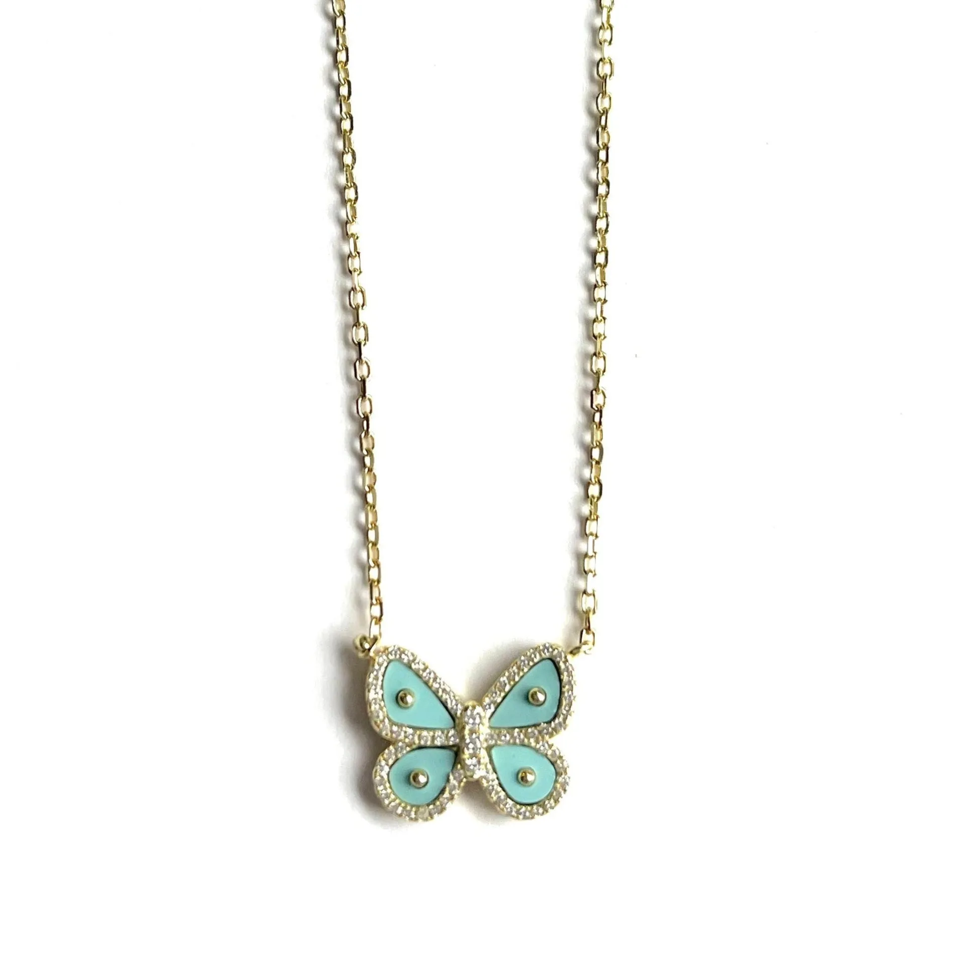 Skye Enamel & CZ Butterfly Necklace