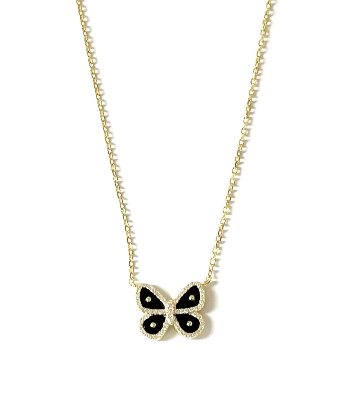 Skye Enamel & CZ Butterfly Necklace