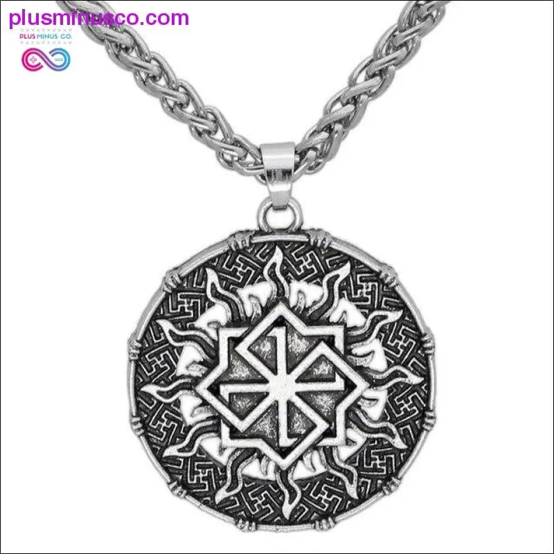 Slavic Kolovrat Wheel Amulet Pagan Pendant Necklace Viking