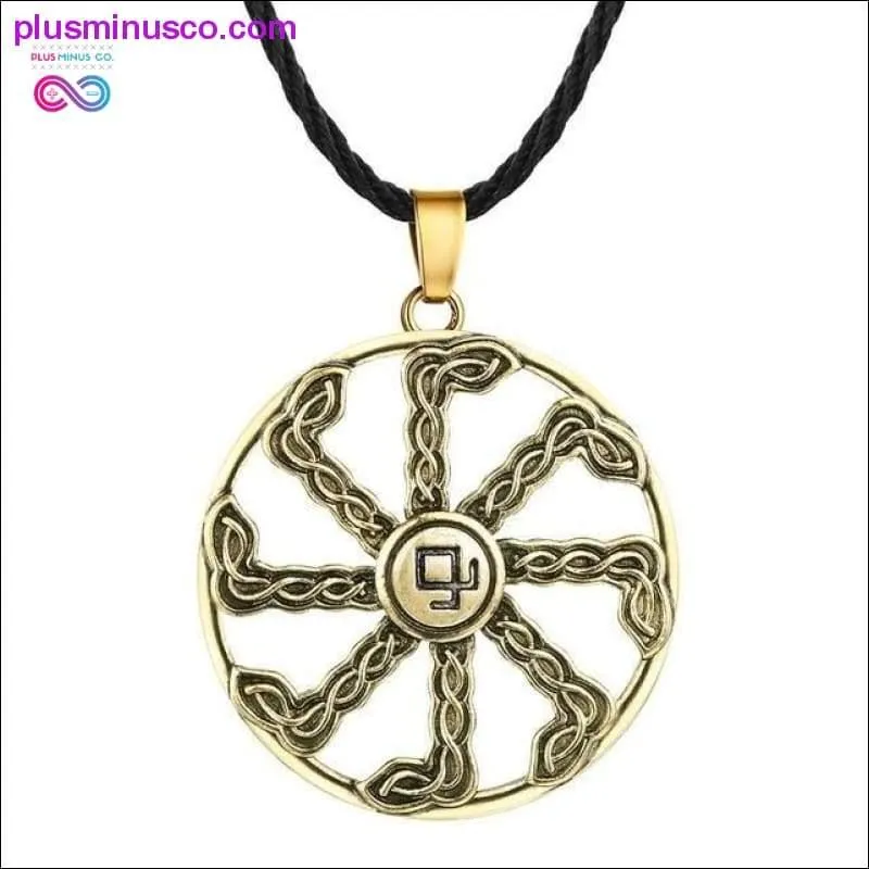 Slavic Kolovrat Wheel Amulet Pagan Pendant Necklace Viking