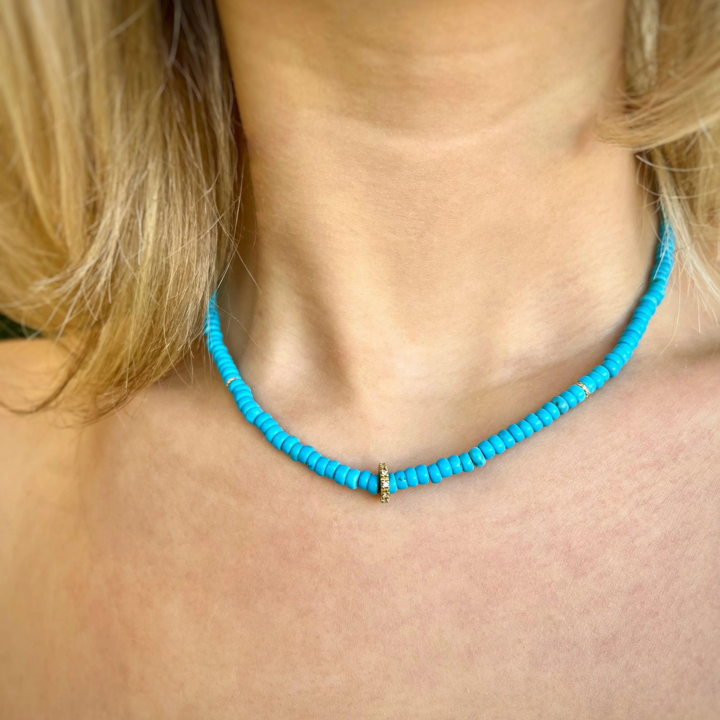 Sleeping Beauty Turquoise and Diamond Necklace