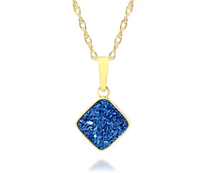 Small Diamond Blue Druzy 14k Vermeil Necklace