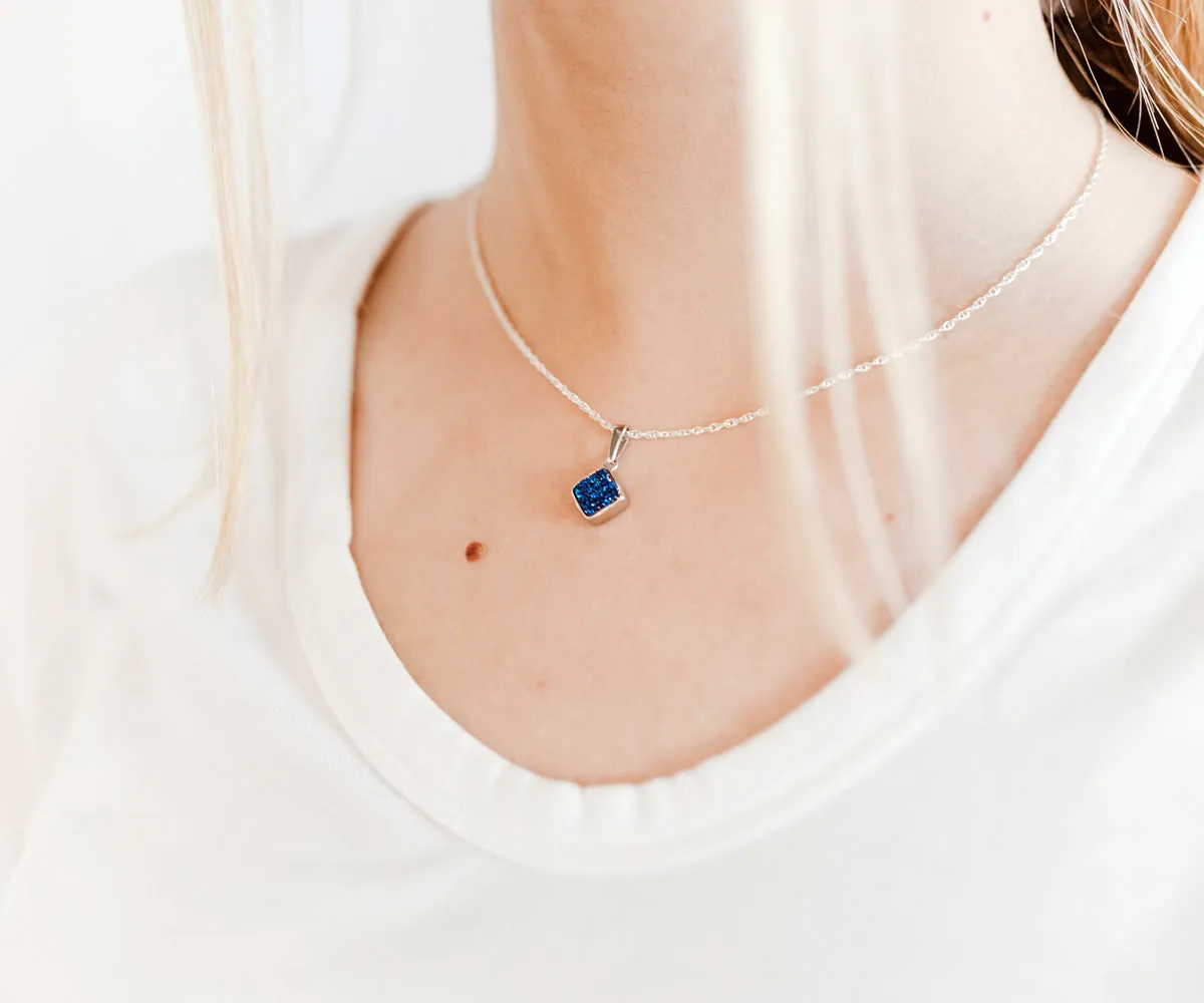 Small Diamond Blue Druzy 14k Vermeil Necklace