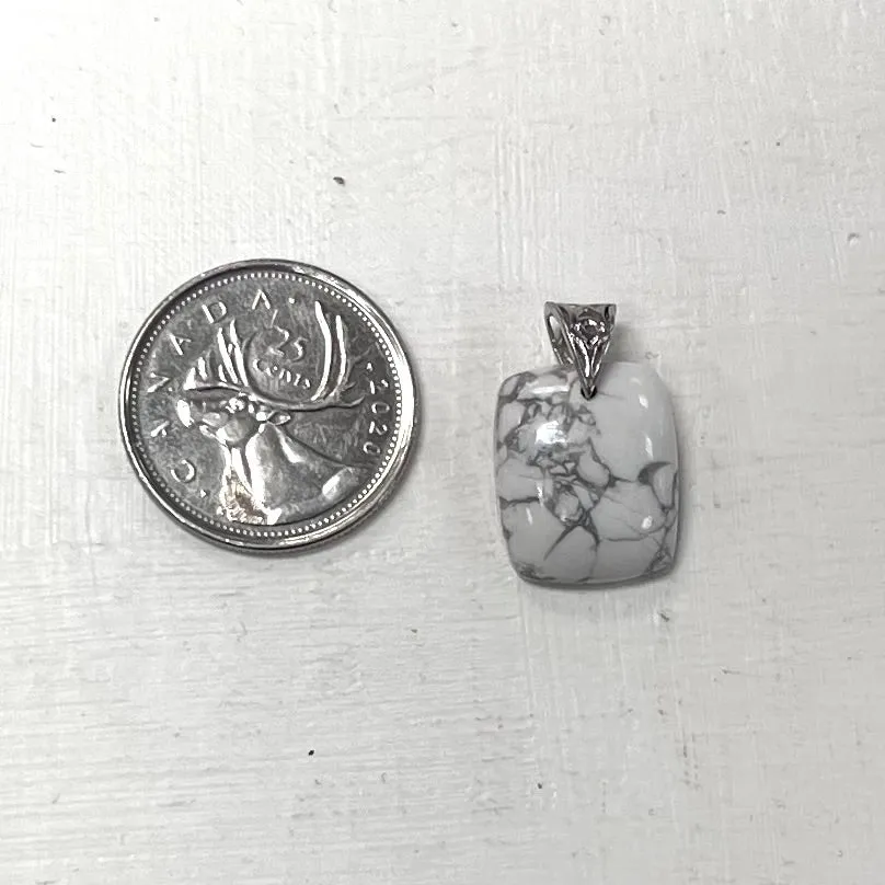 Small Howlite Pendant w/ Silver Clasp