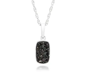 Small Rectangle Black Druzy Necklace