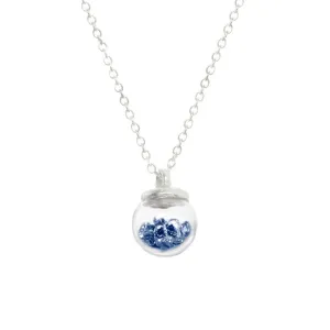 Small Sterling Silver Blue Crystal Globe Necklace