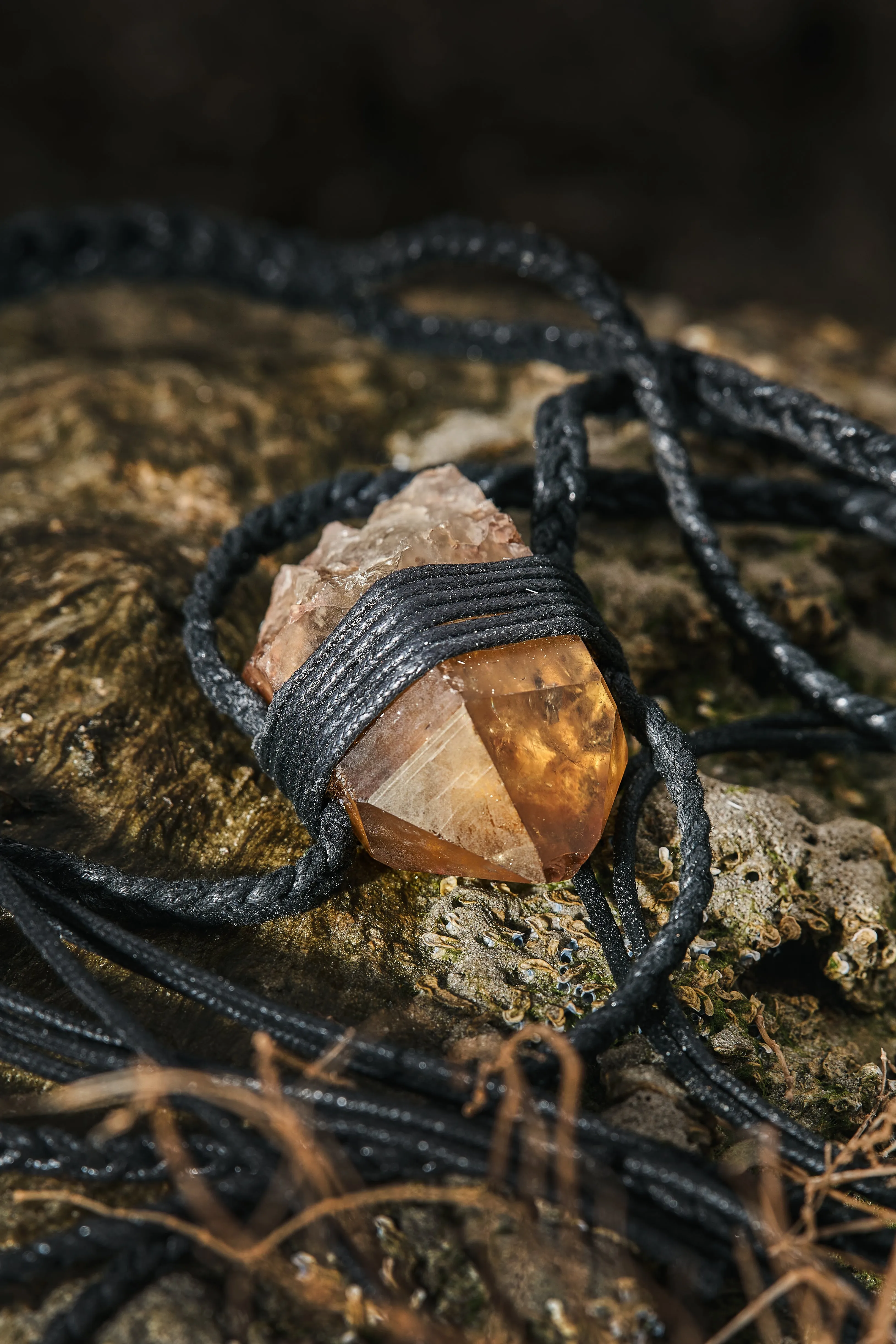 Smoky Citrine - Black Braided Rope
