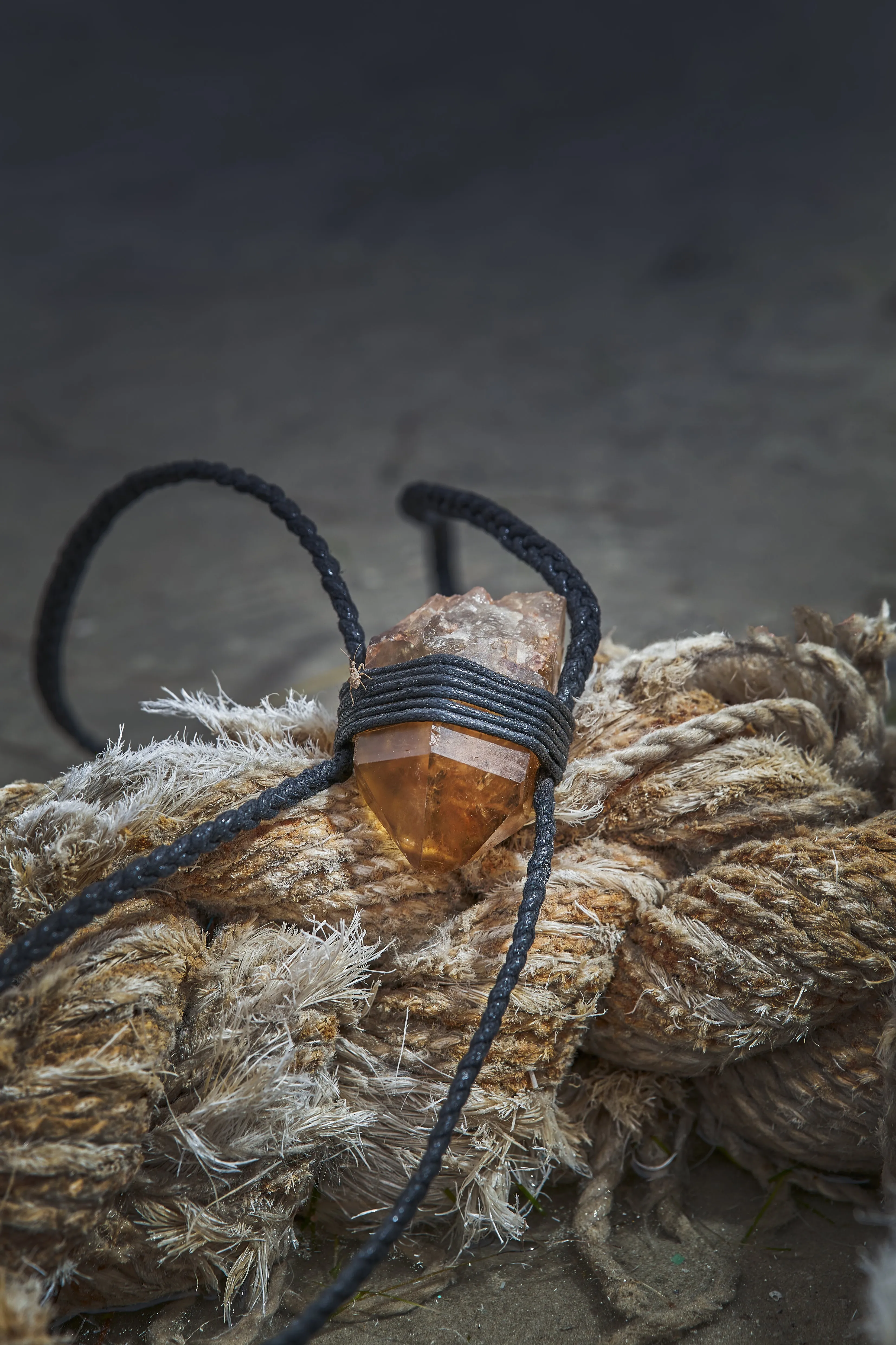 Smoky Citrine - Black Braided Rope