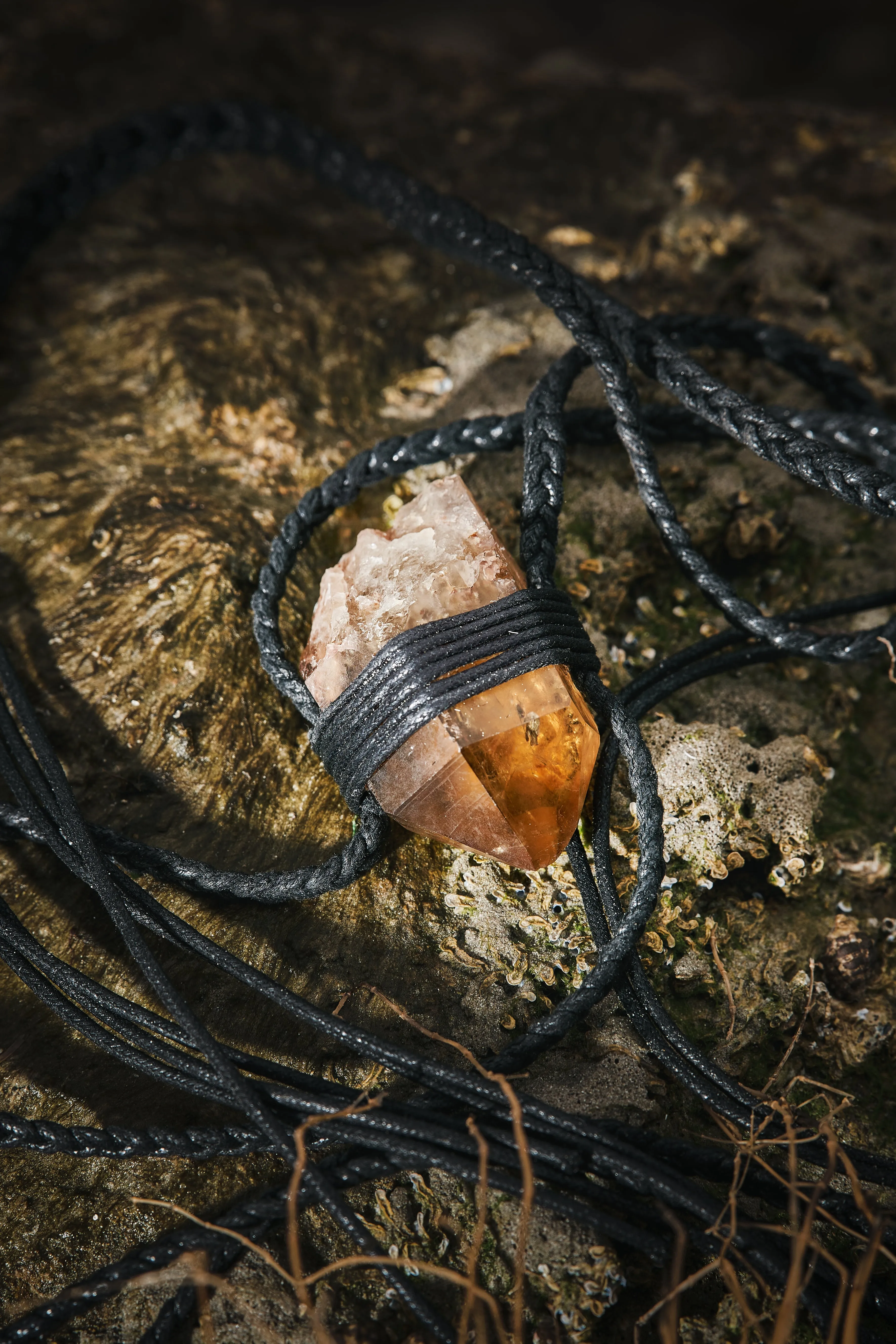 Smoky Citrine - Black Braided Rope