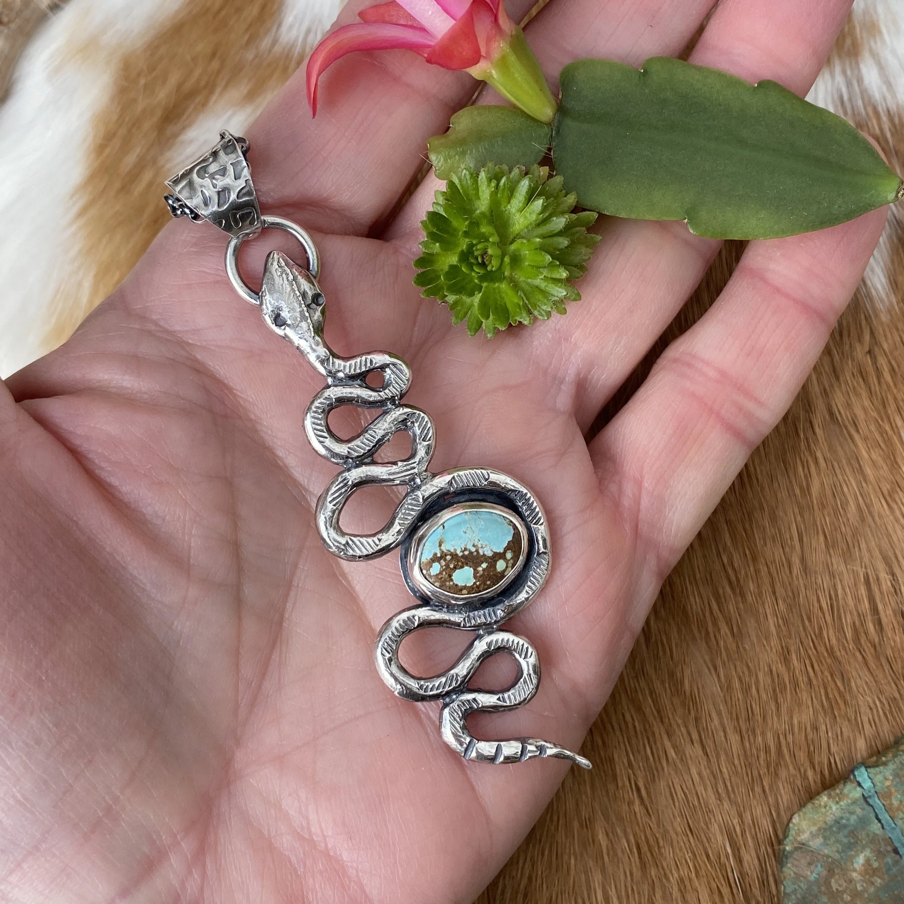 Snake and Turquoise sterling silver necklace