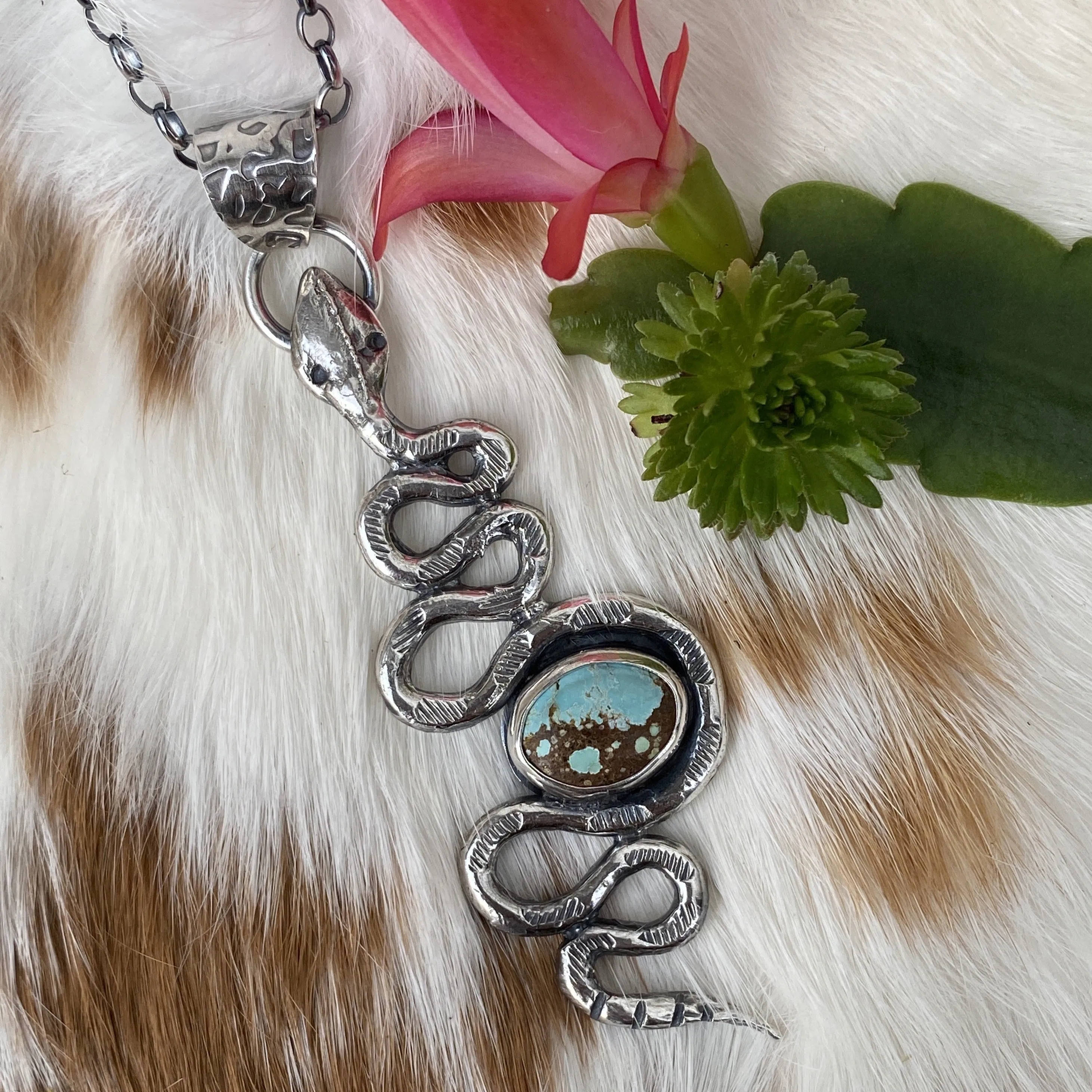 Snake and Turquoise sterling silver necklace