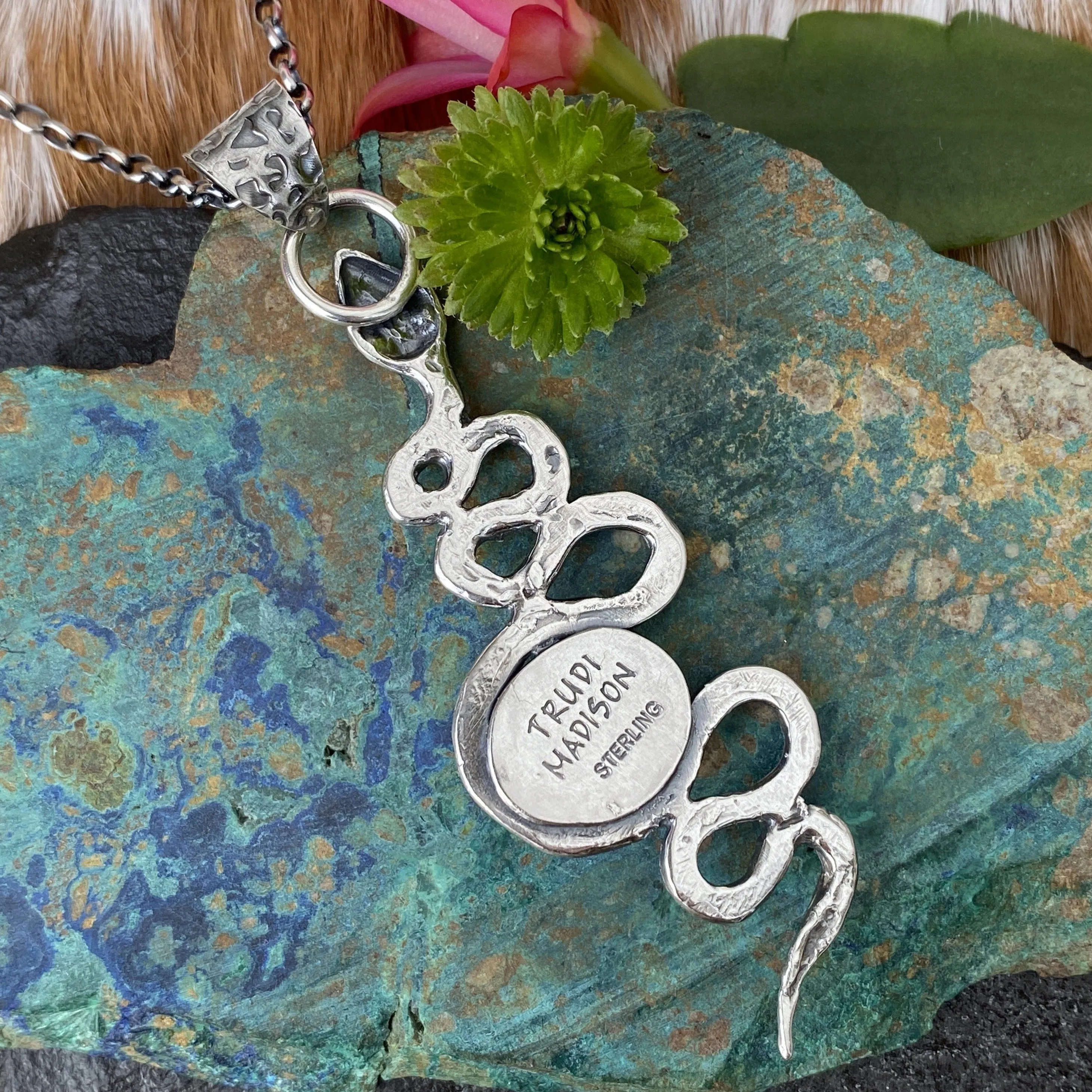 Snake and Turquoise sterling silver necklace