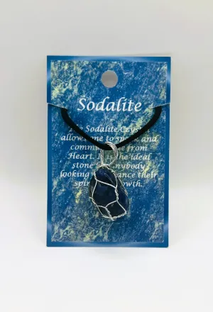 Sodalite Silver Wire Wrapped Necklace