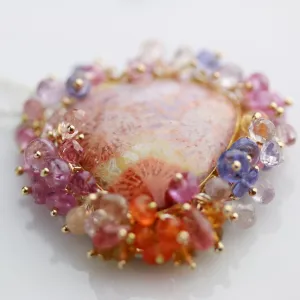 SOLD  Pastel Fossil Coral Fringed Pendant
