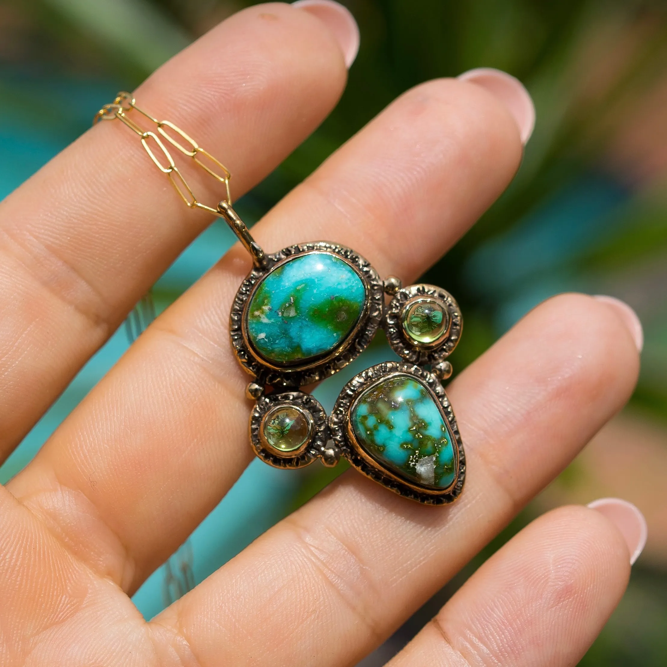 Sonoran Gold Turquoise & Peridot Pendant